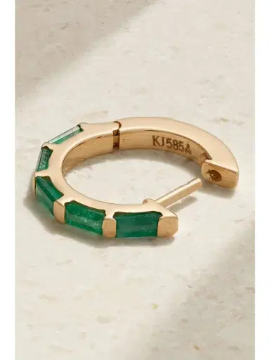 KOLOURS JEWELRY 14-karat Gold Emerald Single Hoop Earring | Thumbnail 3 KOLOURS JEWELRY 14-karat Gold Emerald Single Hoop Earring | Thumbnail 3
