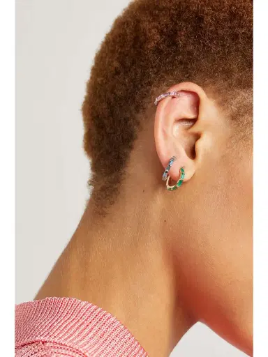 KOLOURS JEWELRY 14-karat Gold Emerald Single Hoop Earring | Thumbnail 4 KOLOURS JEWELRY 14-karat Gold Emerald Single Hoop Earring | Thumbnail 4