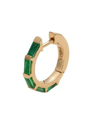 KOLOURS JEWELRY 14-karat Gold Emerald Single Hoop Earring | Thumbnail 1 KOLOURS JEWELRY 14-karat Gold Emerald Single Hoop Earring | Thumbnail 1