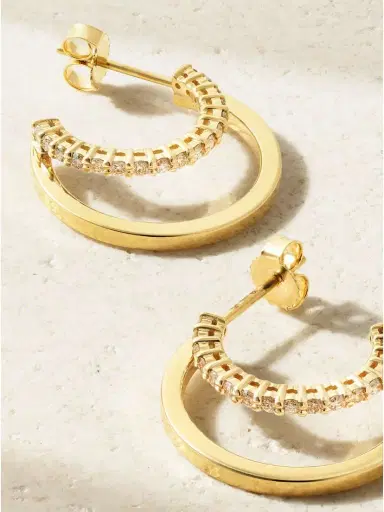 Jennifer Meyer Double Hoops 18-karat Gold Diamond Hoop Earrings | Thumbnail 3 Jennifer Meyer Double Hoops 18-karat Gold Diamond Hoop Earrings | Thumbnail 3