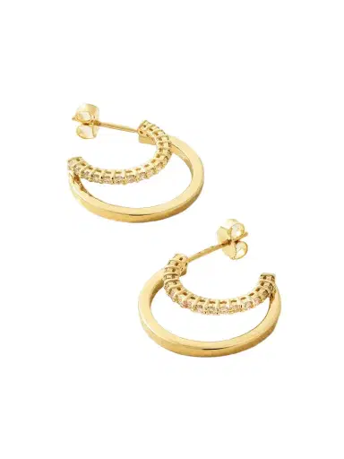 Jennifer Meyer Double Hoops 18-karat Gold Diamond Hoop Earrings | Thumbnail 1 Jennifer Meyer Double Hoops 18-karat Gold Diamond Hoop Earrings | Thumbnail 1