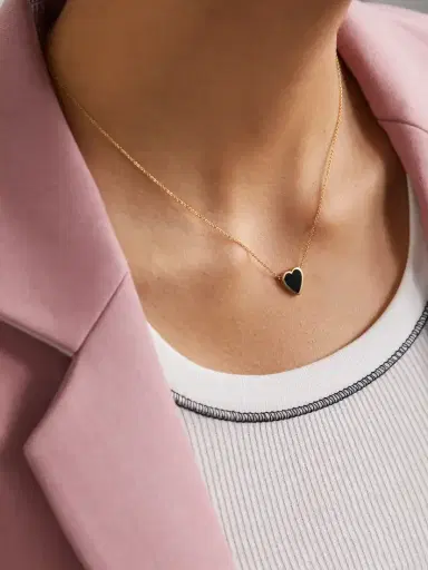 Jennifer Meyer Mini Heart 18-karat Gold Onyx Necklace | Thumbnail 2 Jennifer Meyer Mini Heart 18-karat Gold Onyx Necklace | Thumbnail 2