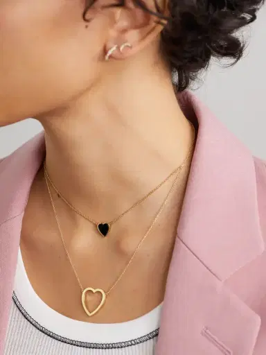 Jennifer Meyer Mini Heart 18-karat Gold Onyx Necklace | Thumbnail 5 Jennifer Meyer Mini Heart 18-karat Gold Onyx Necklace | Thumbnail 5