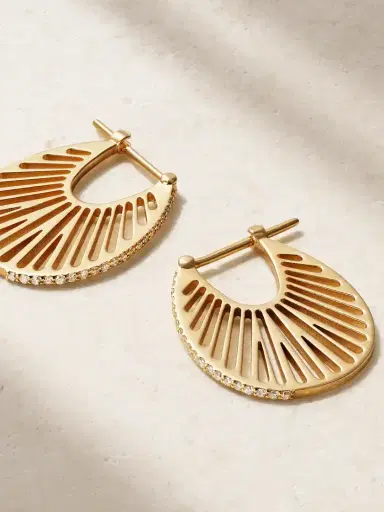 L’Atelier Nawbar Flat Ray Large 18-karat Gold Diamond Hoop Earrings | Thumbnail 3 L’Atelier Nawbar Flat Ray Large 18-karat Gold Diamond Hoop Earrings | Thumbnail 3