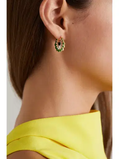 L’Atelier Nawbar The Mini Lady Sursock 18-karat Gold Enamel Hoop Earrings | Thumbnail 2 L’Atelier Nawbar The Mini Lady Sursock 18-karat Gold Enamel Hoop Earrings | Thumbnail 2