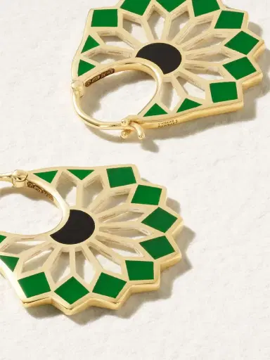 L’Atelier Nawbar The Mini Lady Sursock 18-karat Gold Enamel Hoop Earrings | Thumbnail 3 L’Atelier Nawbar The Mini Lady Sursock 18-karat Gold Enamel Hoop Earrings | Thumbnail 3