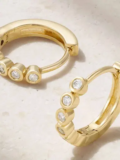 STONE AND STRAND 10-karat Gold Diamond Hoop Earrings | Thumbnail 3 STONE AND STRAND 10-karat Gold Diamond Hoop Earrings | Thumbnail 3