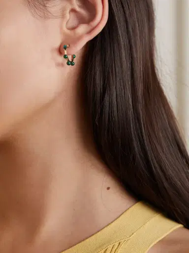 Mateo Small Dot 14-karat Gold Malachite Hoop Earrings | Thumbnail 2 Mateo Small Dot 14-karat Gold Malachite Hoop Earrings | Thumbnail 2