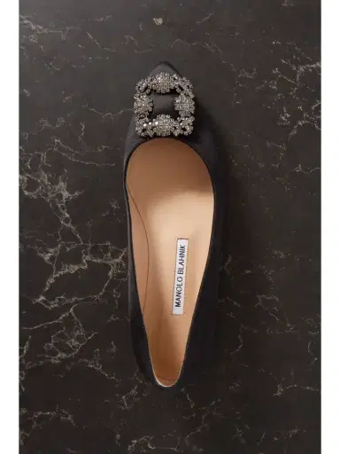 Manolo Blahnik Hangisi Crystal-embellished Satin Point-toe Flats | Thumbnail 5 Manolo Blahnik Hangisi Crystal-embellished Satin Point-toe Flats | Thumbnail 5