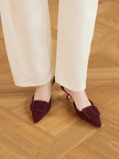 Manolo Blahnik Maysale 50 Buckled Suede Mules | Thumbnail 2 Manolo Blahnik Maysale 50 Buckled Suede Mules | Thumbnail 2