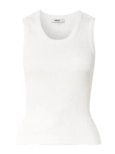 AGOLDE Poppy Ribbed Stretch Organic Cotton And Lyocell-blend Jersey Tank | Thumbnail 1 AGOLDE Poppy Ribbed Stretch Organic Cotton And Lyocell-blend Jersey Tank | Thumbnail 1