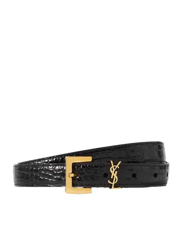 Cassandre Embellished Croc-effect Leather Belt Cassandre Embellished Croc-effect Leather Belt