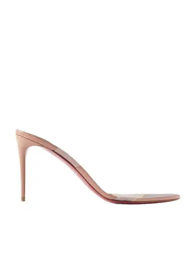 Christian Louboutin Just Nothing 85 Pvc And Patent-leather Mules | Thumbnail 1 Christian Louboutin Just Nothing 85 Pvc And Patent-leather Mules | Thumbnail 1