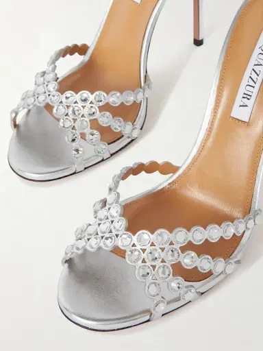 Aquazzura Tequila 105 Crystal-embellished Metallic Leather Sandals | Thumbnail 5 Aquazzura Tequila 105 Crystal-embellished Metallic Leather Sandals | Thumbnail 5