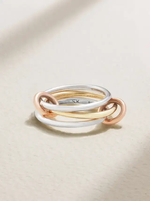 Solarium Set Of Three 18-karat Yellow And Rose Gold And Sterling Silver Rings Solarium Set Of Three 18-karat Yellow And Rose Gold And Sterling Silver Rings