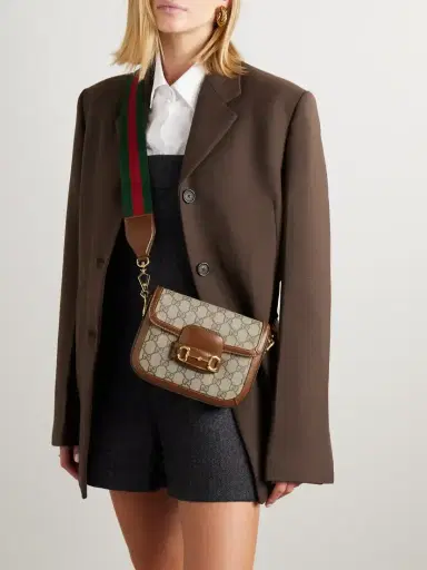 Gucci Horsebit 1955 Mini Leather-trimmed Printed Coated-canvas Shoulder Bag | Thumbnail 2 Gucci Horsebit 1955 Mini Leather-trimmed Printed Coated-canvas Shoulder Bag | Thumbnail 2