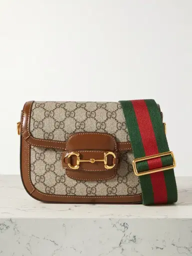 Gucci Horsebit 1955 Mini Leather-trimmed Printed Coated-canvas Shoulder Bag | Thumbnail 1 Gucci Horsebit 1955 Mini Leather-trimmed Printed Coated-canvas Shoulder Bag | Thumbnail 1