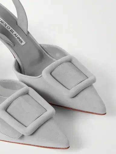 Manolo Blahnik Maysli 70 Buckled Suede Slingback Pumps | Thumbnail 4 Manolo Blahnik Maysli 70 Buckled Suede Slingback Pumps | Thumbnail 4