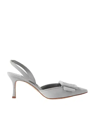 Manolo Blahnik Maysli 70 Buckled Suede Slingback Pumps | Thumbnail 1 Manolo Blahnik Maysli 70 Buckled Suede Slingback Pumps | Thumbnail 1
