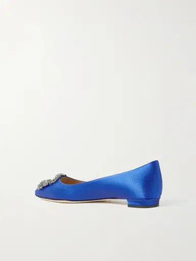 Manolo Blahnik Hangisi Crystal-embellished Satin Point-toe Flats | Thumbnail 3 Manolo Blahnik Hangisi Crystal-embellished Satin Point-toe Flats | Thumbnail 3