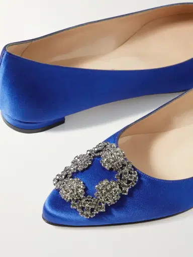 Manolo Blahnik Hangisi Crystal-embellished Satin Point-toe Flats | Thumbnail 4 Manolo Blahnik Hangisi Crystal-embellished Satin Point-toe Flats | Thumbnail 4