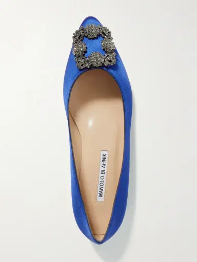 Manolo Blahnik Hangisi Crystal-embellished Satin Point-toe Flats | Thumbnail 5 Manolo Blahnik Hangisi Crystal-embellished Satin Point-toe Flats | Thumbnail 5