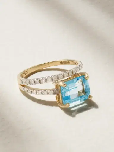 Mateo Point Of Focus 14-karat Gold, Topaz And Diamond Ring | Thumbnail 1 Mateo Point Of Focus 14-karat Gold, Topaz And Diamond Ring | Thumbnail 1
