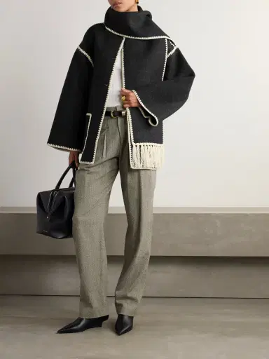 TOTEME Draped Fringed Wool-blend Jacket | Thumbnail 2 TOTEME Draped Fringed Wool-blend Jacket | Thumbnail 2