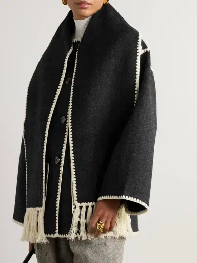 TOTEME Draped Fringed Wool-blend Jacket | Thumbnail 3 TOTEME Draped Fringed Wool-blend Jacket | Thumbnail 3
