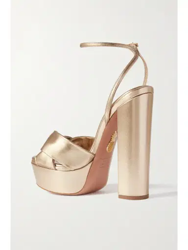 Aquazzura Olie Plateau 140 Knotted Metallic Leather Platform Sandals | Thumbnail 3 Aquazzura Olie Plateau 140 Knotted Metallic Leather Platform Sandals | Thumbnail 3