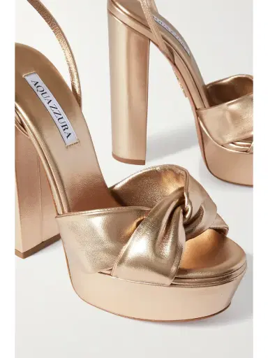Aquazzura Olie Plateau 140 Knotted Metallic Leather Platform Sandals | Thumbnail 4 Aquazzura Olie Plateau 140 Knotted Metallic Leather Platform Sandals | Thumbnail 4