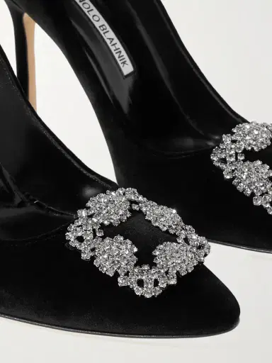 Manolo Blahnik Hangisi 105 Crystal-embellished Velvet Pumps | Thumbnail 4 Manolo Blahnik Hangisi 105 Crystal-embellished Velvet Pumps | Thumbnail 4