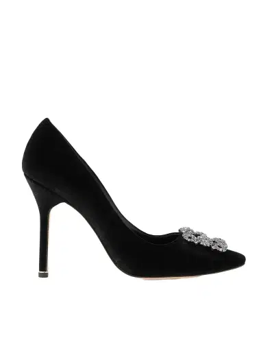 Manolo Blahnik Hangisi 105 Crystal-embellished Velvet Pumps | Thumbnail 1 Manolo Blahnik Hangisi 105 Crystal-embellished Velvet Pumps | Thumbnail 1
