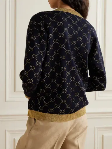 Gucci etallic Jacquard-knit Cotton-blend Cardigan | Thumbnail 3 Gucci etallic Jacquard-knit Cotton-blend Cardigan | Thumbnail 3