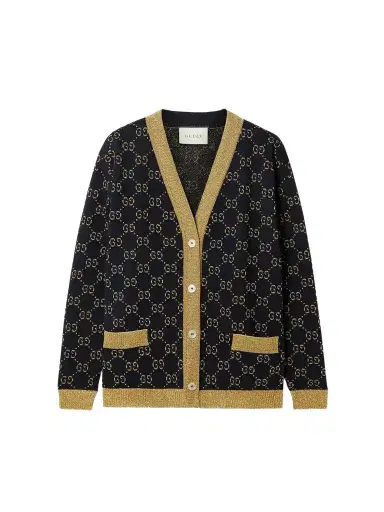 Gucci etallic Jacquard-knit Cotton-blend Cardigan | Thumbnail 1 Gucci etallic Jacquard-knit Cotton-blend Cardigan | Thumbnail 1