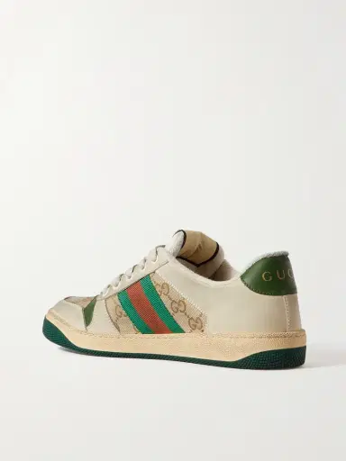 Gucci Screener Suede, Distressed Leather And Canvas Sneakers | Thumbnail 3 Gucci Screener Suede, Distressed Leather And Canvas Sneakers | Thumbnail 3