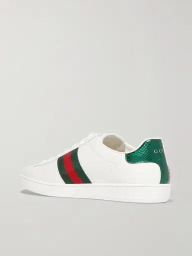 Gucci Ace Watersnake-trimmed Embroidered Leather Sneakers | Thumbnail 3 Gucci Ace Watersnake-trimmed Embroidered Leather Sneakers | Thumbnail 3