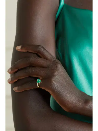 Yvonne Léon 9-karat Gold, Malachite And Diamond Signet Ring | Thumbnail 2 Yvonne Léon 9-karat Gold, Malachite And Diamond Signet Ring | Thumbnail 2