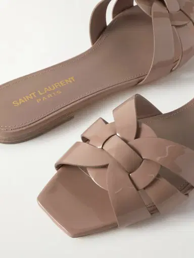 Saint Laurent Tribute Woven Patent-leather Slides | Thumbnail 4 Saint Laurent Tribute Woven Patent-leather Slides | Thumbnail 4