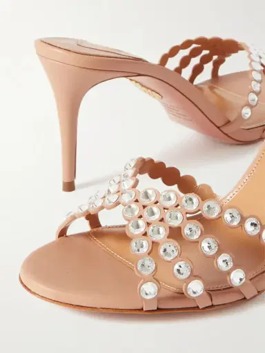 Aquazzura Tequila 75 Crystal-embellished Leather Mules | Thumbnail 4 Aquazzura Tequila 75 Crystal-embellished Leather Mules | Thumbnail 4