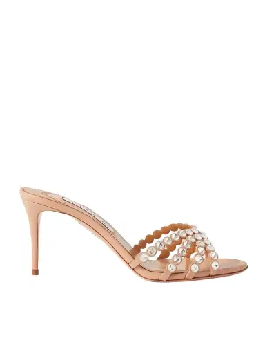 Aquazzura Tequila 75 Crystal-embellished Leather Mules | Thumbnail 1 Aquazzura Tequila 75 Crystal-embellished Leather Mules | Thumbnail 1