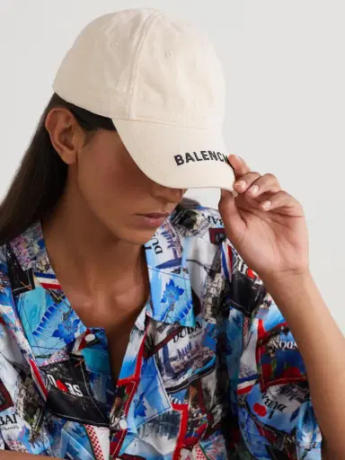 Balenciaga Embroidered Distressed Cotton-twill Baseball Cap | Thumbnail 2 Balenciaga Embroidered Distressed Cotton-twill Baseball Cap | Thumbnail 2