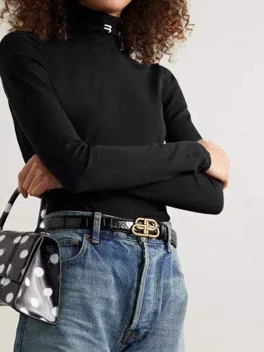 Balenciaga Bb Croc-effect Leather Waist Belt | Thumbnail 2 Balenciaga Bb Croc-effect Leather Waist Belt | Thumbnail 2