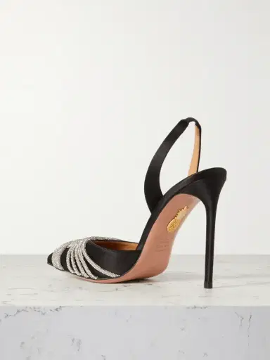 Aquazzura Gatsby 105 Crystal-embellished Satin Slingback Pumps | Thumbnail 3 Aquazzura Gatsby 105 Crystal-embellished Satin Slingback Pumps | Thumbnail 3