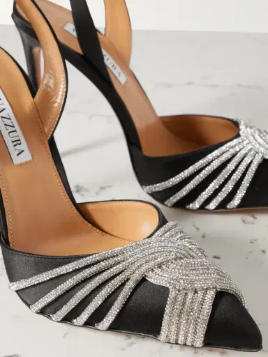 Aquazzura Gatsby 105 Crystal-embellished Satin Slingback Pumps | Thumbnail 4 Aquazzura Gatsby 105 Crystal-embellished Satin Slingback Pumps | Thumbnail 4
