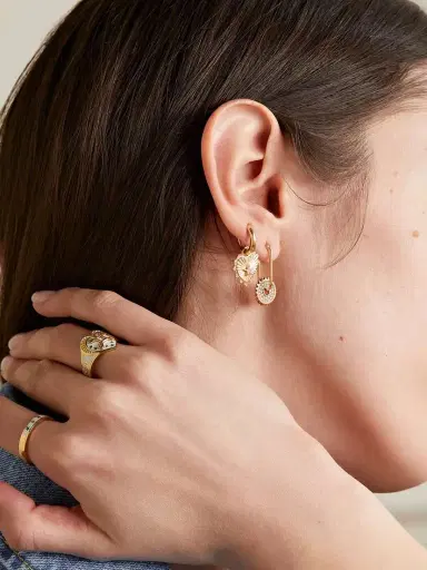 Foundrae 18-karat Gold Diamond Single Earring | Thumbnail 4 Foundrae 18-karat Gold Diamond Single Earring | Thumbnail 4
