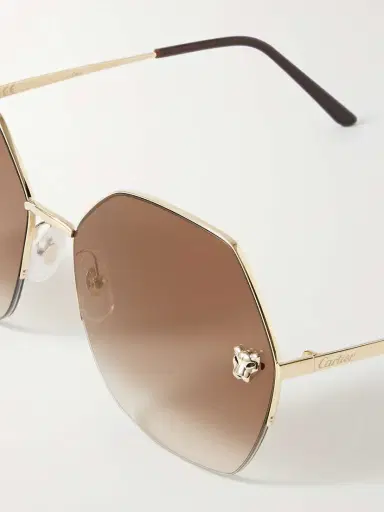 Cartier Eyewear Panthère De Cartier Hexagon-frame Gold-tone Sunglasses | Thumbnail 4 Cartier Eyewear Panthère De Cartier Hexagon-frame Gold-tone Sunglasses | Thumbnail 4