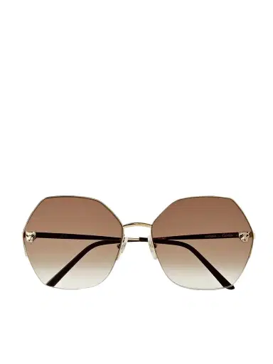 Cartier Eyewear Panthère De Cartier Hexagon-frame Gold-tone Sunglasses | Thumbnail 1 Cartier Eyewear Panthère De Cartier Hexagon-frame Gold-tone Sunglasses | Thumbnail 1