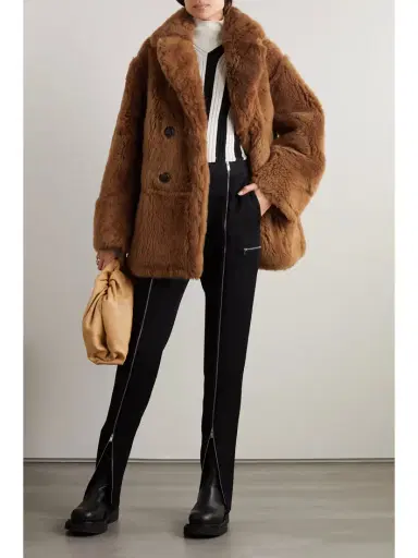 Loro Piana Double-breasted Reversible Shearling And Leather Coat | Thumbnail 2 Loro Piana Double-breasted Reversible Shearling And Leather Coat | Thumbnail 2