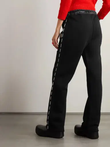 Moncler Appliquéd Shell-trimmed Cotton-jersey Sweatpants | Thumbnail 3 Moncler Appliquéd Shell-trimmed Cotton-jersey Sweatpants | Thumbnail 3